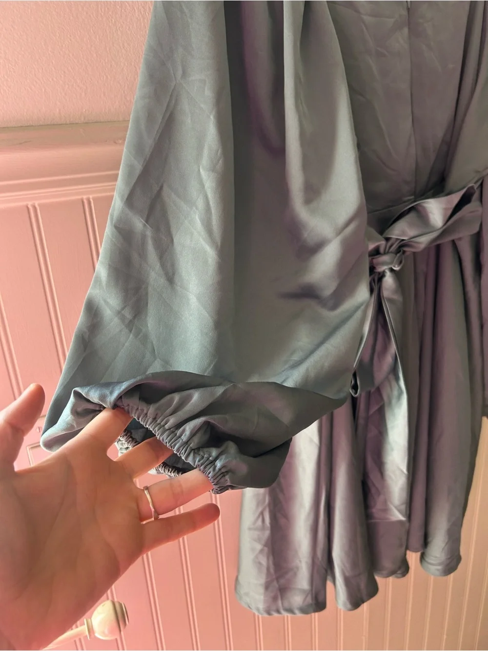 Arula Size B 2X Blue/Green Off Shoulder Long Sleeve Mini Dress